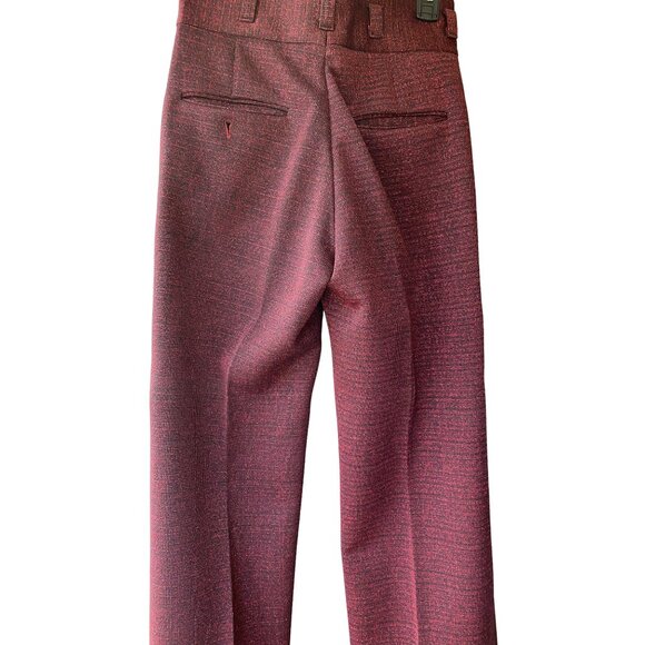 Vintage Maroon Tweed Mens Pants With Cuffed Hem - Picture 5 of 5